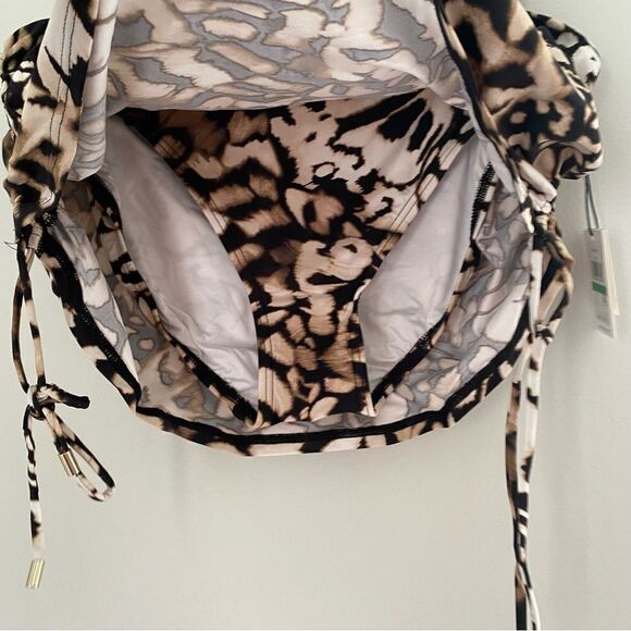 Calvin Klein Women's Ruched Swim Skirt Bottom Animal Print Skirtini Size S - Picture 4 of 7